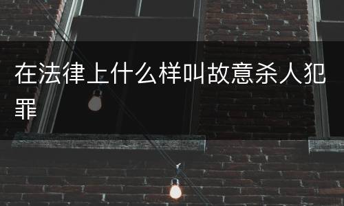 在法律上什么样叫故意杀人犯罪