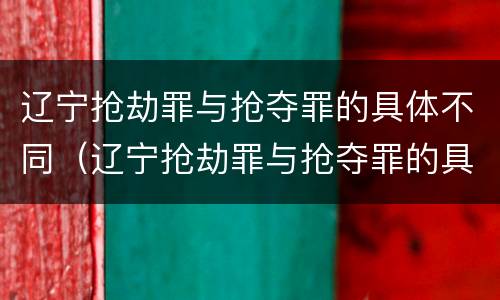 辽宁抢劫罪与抢夺罪的具体不同（辽宁抢劫罪与抢夺罪的具体不同）