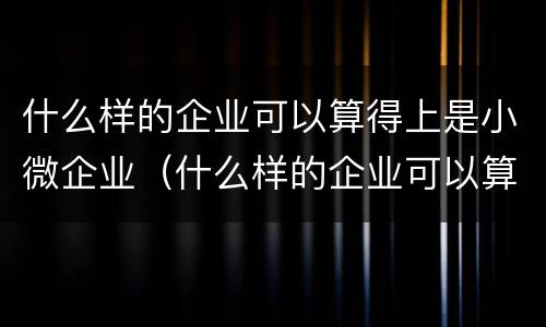 什么样的企业可以算得上是小微企业（什么样的企业可以算得上是小微企业呢）
