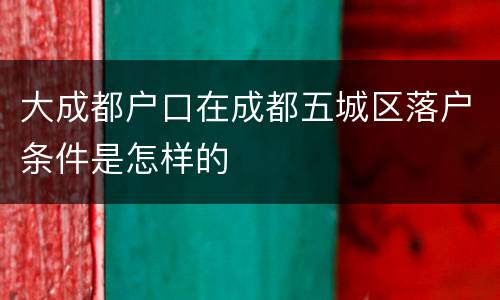 大成都户口在成都五城区落户条件是怎样的