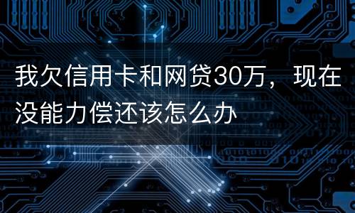 我欠信用卡和网贷30万，现在没能力偿还该怎么办