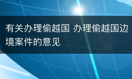 有关办理偷越国 办理偷越国边境案件的意见