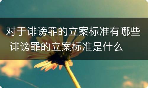 对于诽谤罪的立案标准有哪些 诽谤罪的立案标准是什么