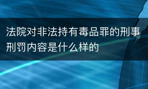 法院对非法持有毒品罪的刑事刑罚内容是什么样的