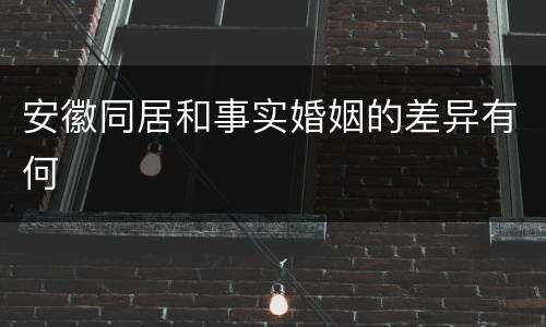 安徽同居和事实婚姻的差异有何
