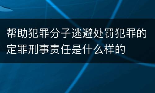 帮助犯罪分子逃避处罚犯罪的定罪刑事责任是什么样的