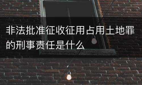 非法批准征收征用占用土地罪的刑事责任是什么