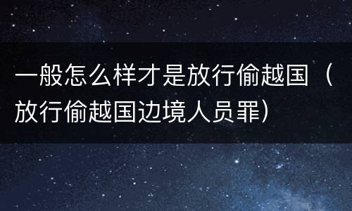 一般怎么样才是放行偷越国（放行偷越国边境人员罪）