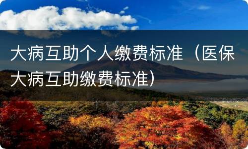 大病互助个人缴费标准（医保大病互助缴费标准）