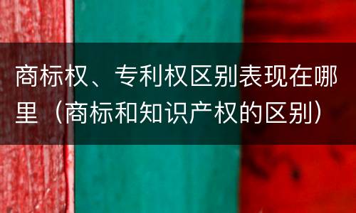 商标权、专利权区别表现在哪里（商标和知识产权的区别）