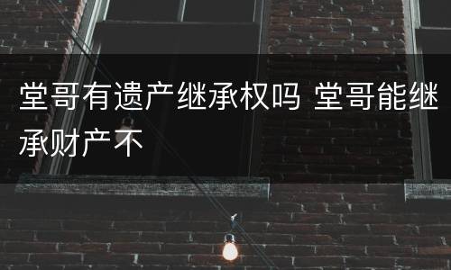 堂哥有遗产继承权吗 堂哥能继承财产不