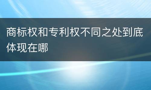 商标权和专利权不同之处到底体现在哪