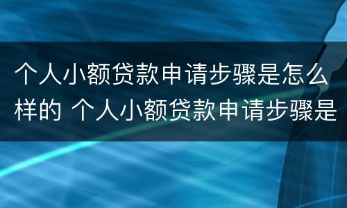 个人小额贷款申请步骤是怎么样的 个人小额贷款申请步骤是怎么样的呢