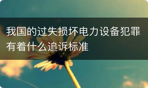 我国的过失损坏电力设备犯罪有着什么追诉标准