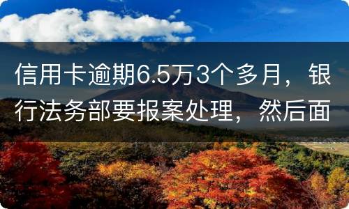 信用卡逾期6.5万3个多月，银行法务部要报案处理，然后面临5年以上坐牢