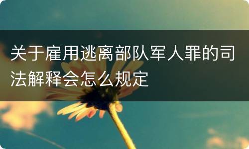 关于雇用逃离部队军人罪的司法解释会怎么规定