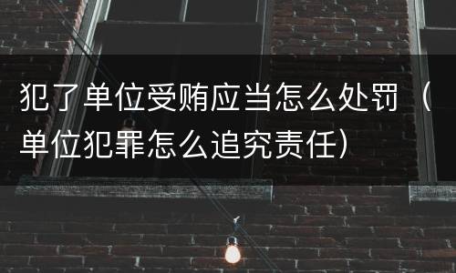 犯了单位受贿应当怎么处罚（单位犯罪怎么追究责任）