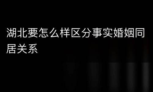 湖北要怎么样区分事实婚姻同居关系
