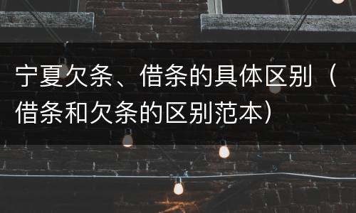宁夏欠条、借条的具体区别（借条和欠条的区别范本）