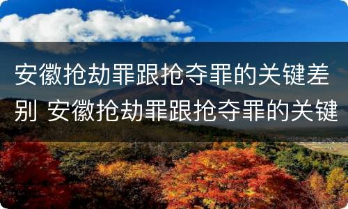 安徽抢劫罪跟抢夺罪的关键差别 安徽抢劫罪跟抢夺罪的关键差别在于