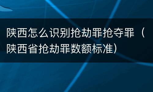 陕西怎么识别抢劫罪抢夺罪（陕西省抢劫罪数额标准）