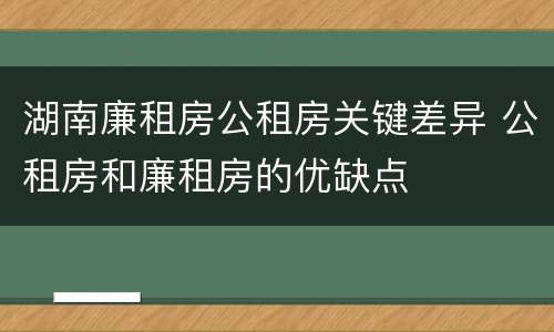 湖南廉租房公租房关键差异 公租房和廉租房的优缺点
