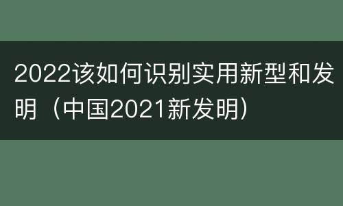 2022该如何识别实用新型和发明（中国2021新发明）