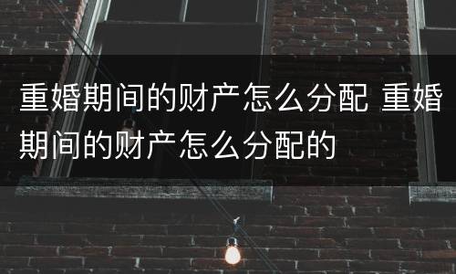 重婚期间的财产怎么分配 重婚期间的财产怎么分配的