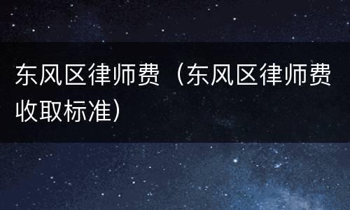 东风区律师费（东风区律师费收取标准）