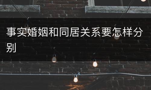 事实婚姻和同居关系要怎样分别