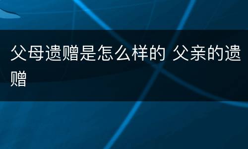 父母遗赠是怎么样的 父亲的遗赠