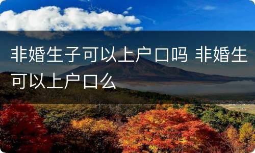 非婚生子可以上户口吗 非婚生可以上户口么