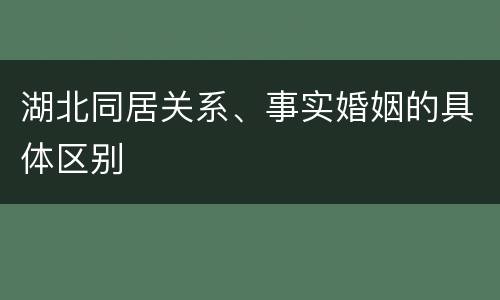 湖北同居关系、事实婚姻的具体区别