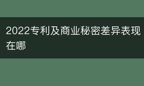2022专利及商业秘密差异表现在哪