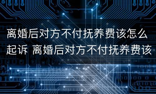 离婚后对方不付抚养费该怎么起诉 离婚后对方不付抚养费该怎么起诉他