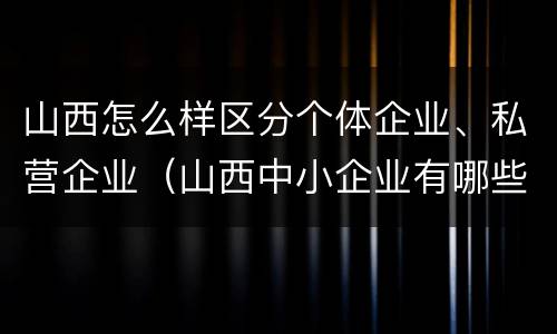 山西怎么样区分个体企业、私营企业（山西中小企业有哪些）