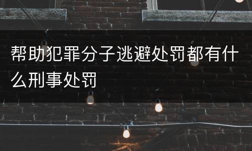 帮助犯罪分子逃避处罚都有什么刑事处罚