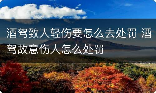 酒驾致人轻伤要怎么去处罚 酒驾故意伤人怎么处罚