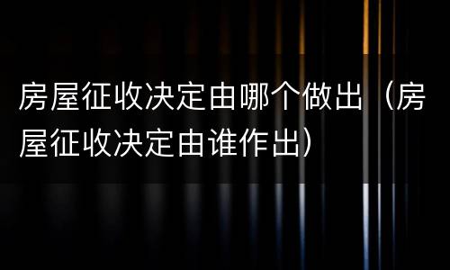房屋征收决定由哪个做出（房屋征收决定由谁作出）