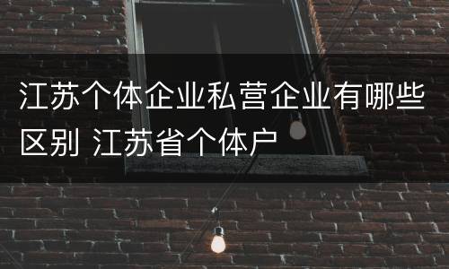 江苏个体企业私营企业有哪些区别 江苏省个体户