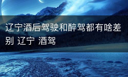 辽宁酒后驾驶和醉驾都有啥差别 辽宁 酒驾