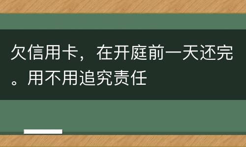 欠信用卡，在开庭前一天还完。用不用追究责任