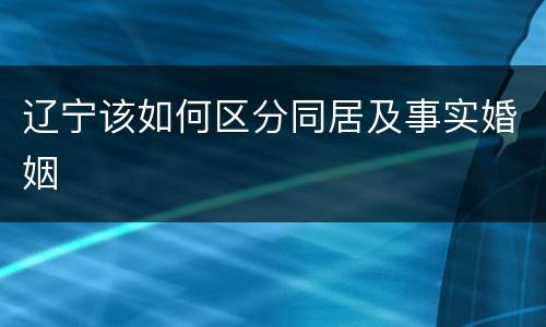 辽宁该如何区分同居及事实婚姻