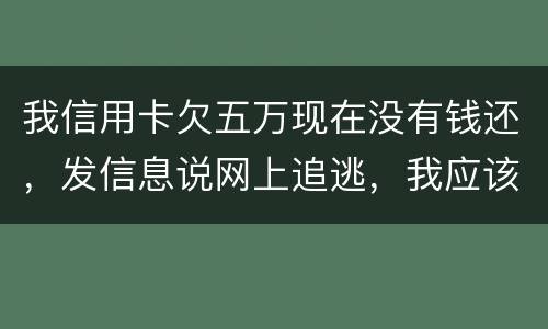 我信用卡欠五万现在没有钱还，发信息说网上追逃，我应该怎么办