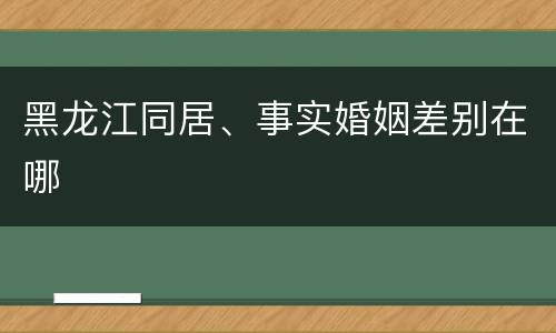 黑龙江同居、事实婚姻差别在哪