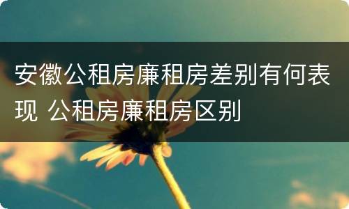 安徽公租房廉租房差别有何表现 公租房廉租房区别