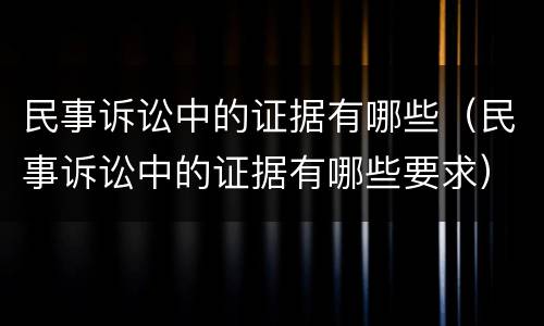 民事诉讼中的证据有哪些（民事诉讼中的证据有哪些要求）