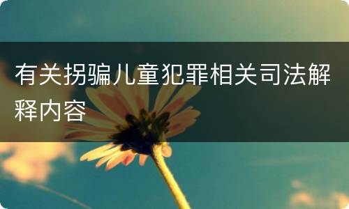 有关拐骗儿童犯罪相关司法解释内容