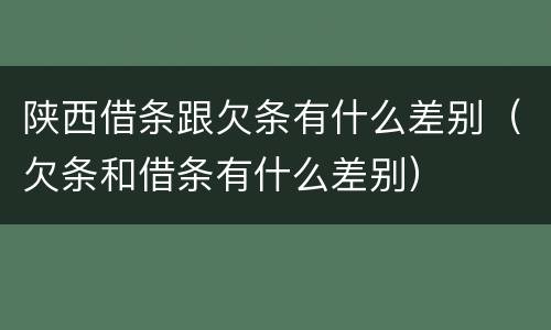 陕西借条跟欠条有什么差别（欠条和借条有什么差别）