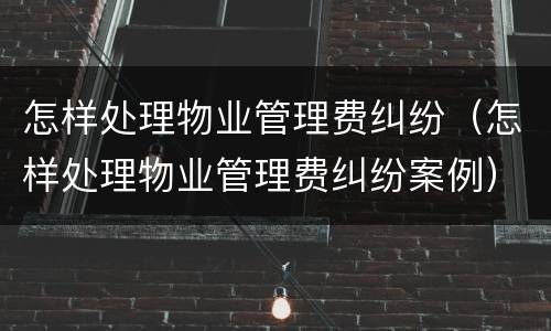 怎样处理物业管理费纠纷（怎样处理物业管理费纠纷案例）